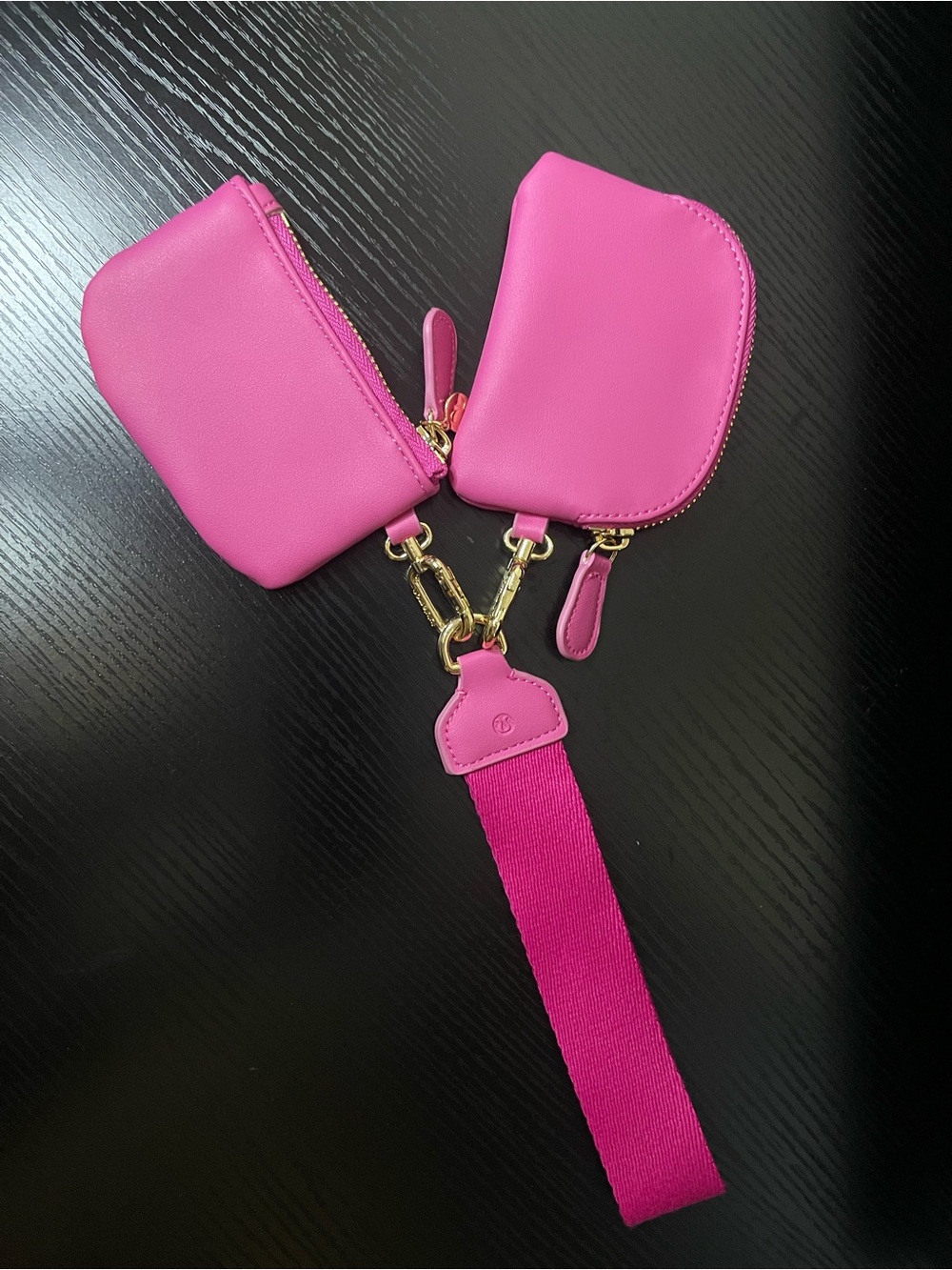 Hot Pink Dual Pouch Wristlet Bags - Picture 2 of 4
